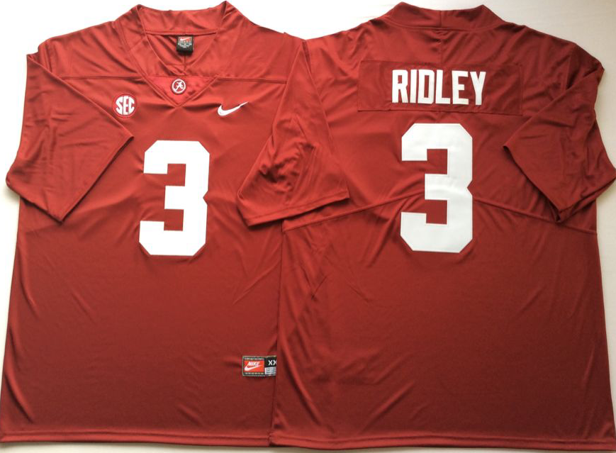 Men Alabama Crimson Tide #3 Ridley Red Nike NCAA Jerseys